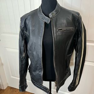 Leather ladies motorcycle jacket